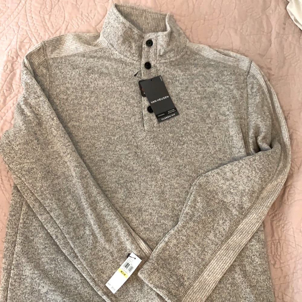 NWT Van Heusen thermal sweater Silver Birch M